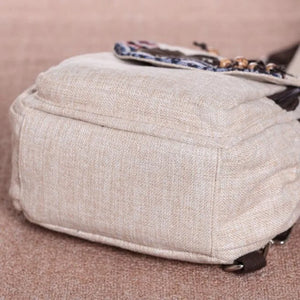 Cute Light Weight Cotton Fabric Ethnic Back Pack With Flower Design