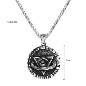 Providence Eye Pendant Necklace | Silver + Black | Various Chain Length