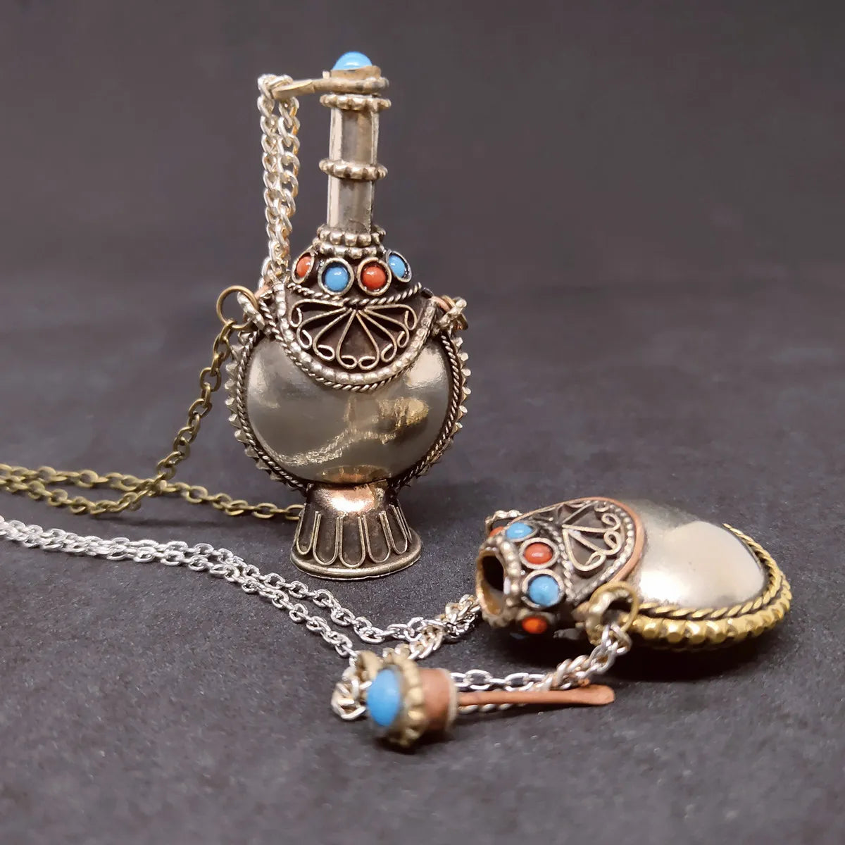 Handmade Antique Bohemian Jar / Cremation Pendant Necklace
