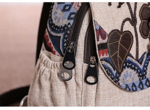 Cute Light Weight Cotton Fabric Ethnic Back Pack With Flower Design