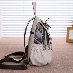 Cute Light Weight Cotton Fabric Ethnic Back Pack With Flower Design