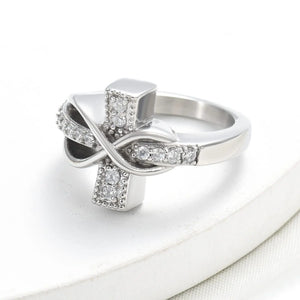 Cross Cremation Urn Finger Ring for Ashes | Stainless Steel