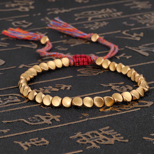 Handmade Lucky Buddhist Copper Beaded Bracelet