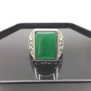 Hippie Emerald Gemstone Ring With 925 Real Silver | Resizable