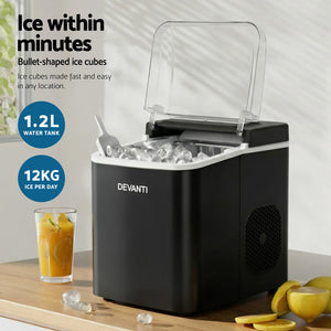 Portable Ice Maker | 12kg | Self Cleaning | 1.2L | Black