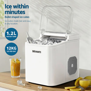 Countertop Ice Maker | 12kg | Self Cleaning | 1.2L | White