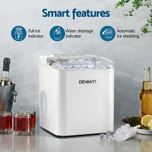Countertop Ice Maker | 12kg | Self Cleaning | 1.2L | White