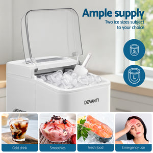 Countertop Ice Maker | 12kg | Self Cleaning | 1.2L | White