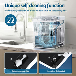 Countertop Ice Maker | 12kg | Self Cleaning | 1.2L | White