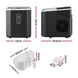 12kg Ice Maker Machine | 1.3L | Scoop Holder | Black | Efficient Ice Production