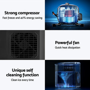 12kg Ice Maker Machine | 1.3L | Scoop Holder | Black | Efficient Ice Production