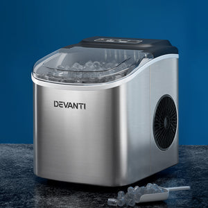 Devanti 12kg Ice Maker Machine | Self Cleaning | Silver