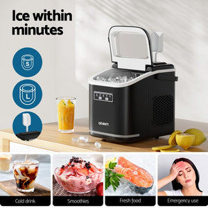 Devanti Ice Maker | Portable | 12kg | Self-Cleaning | Countertop | Black