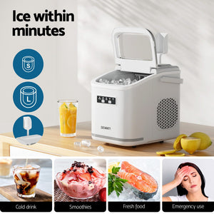 Devanti Ice Maker | Portable | 12kg | Self-Cleaning | Countertop | White