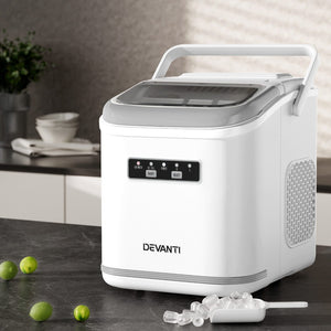 Devanti Ice Maker | Portable | 12kg | Self-Cleaning | Countertop | White