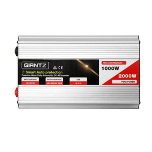 Giantz Power Inverter | 1000W or 2000W | Pure Sine Wave | 12V-240V | Camping | Boat | Caravan