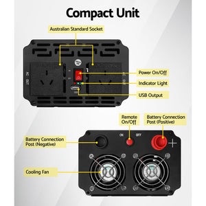 Giantz Power Inverter | 2000W or 4000W | Pure Sine Wave | 12V-240V | Camping | Boat | Caravan
