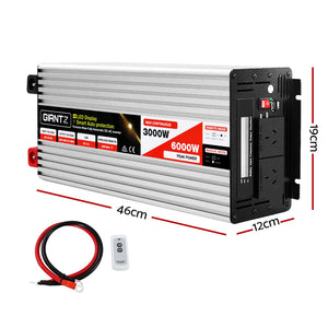 Giantz Power Inverter | 3000W or 6000W | Pure Sine Wave | 12V-240V | Camping | Boat | Caravan