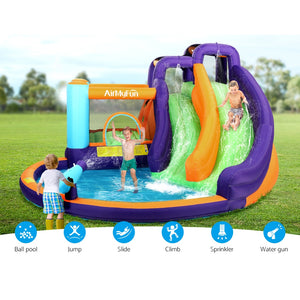 AirMyFun Inflatable Water Slide | Kids Jumping Trampoline Castle Double Slide