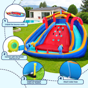 Kids Inflatable Water Park 408x386cm | Pool Slide with Cannon & Toss Game