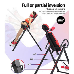 Everfit Inversion Table | Gravity Exercise Inverter | Back Stretcher | Home Gym | Red