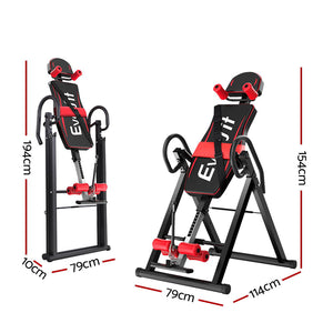 Everfit Inversion Table | Gravity Exercise Inverter | Back Stretcher | Home Gym | Black
