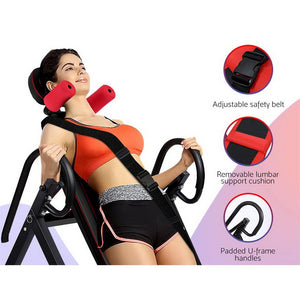 Everfit Inversion Table | Gravity Exercise Inverter | Back Stretcher | Home Gym | Black