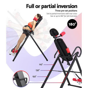 Everfit Inversion Table | Gravity Exercise Inverter | Back Stretcher | Home Gym | Black