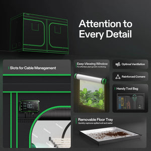 Indoor Grow Tent | 152cm x 305cm x 203cm | 600D Oxford | Lightproof Mylar Lined