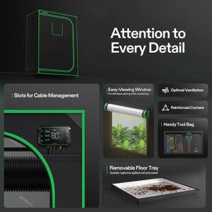 Indoor Grow Tent | 81cm x 152cm x 203cm | 600D Oxford | Lightproof Mylar Lined
