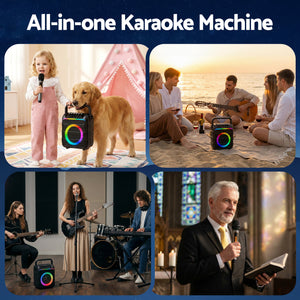 Portable Karaoke Machine | 2 Wireless Microphones | Bluetooth 5.3