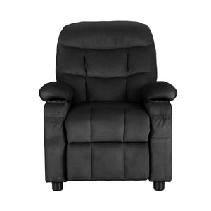 Recliner Chair | Black Velvet | Sofa Lounge Couch | Children's Armchair
