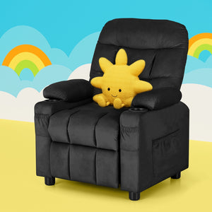 Recliner Chair | Black Velvet | Sofa Lounge Couch | Children's Armchair