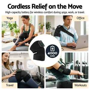 Livemor Knee Massager with Heat, Cordless Heated Knee Massage for Pain Relief with 3 Heating Levels, 3 Vibration Modes,Gentle Lights, Adjustable Straps, 3-in-1, Gift for Men and Women