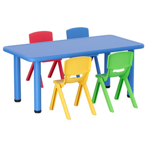 Keezi Kids Table & Chair Set | 5PCS | Children’s Study Desk | 4 Chairs | Plastic