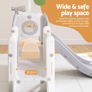 Keezi Kids Outdoor Playset | Slide Swing Basketball Hoop Football | 132cm | Grey