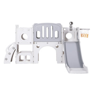 Keezi Kids Outdoor Playset | Slide Swing Ball Hoop Rings Football Toys