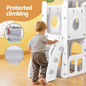 Keezi Kids Outdoor Playset | Slide Swing Ball Hoop Rings Football Toys