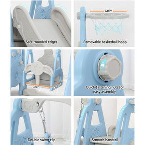 Slide Swing Set | Basketball Hoop | Outdoor Playground Toy | 170cm Blue