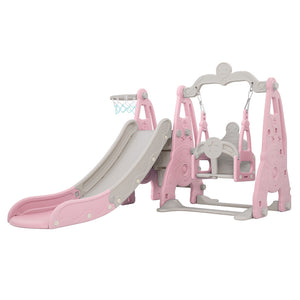 Slide Swing Set | Basketball Hoop | Outdoor Playground Toy | 170cm Pink
