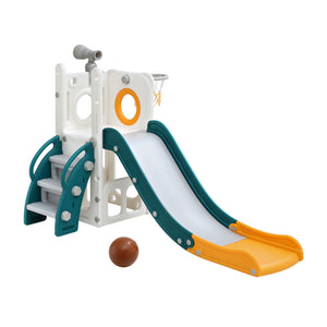 Kids Slide Set | Basketball Hoop + Telescope | Outdoor Playground | Storage