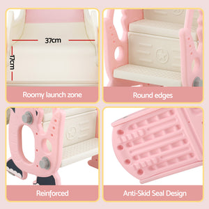 Dragon Kids Slide | 125cm | Basketball Hoop + Telescope | Pink