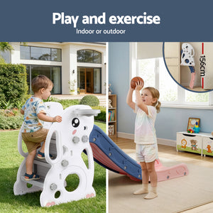 Kids Slide Set 147cm | Basketball Hoop | Outdoor Playground Toy