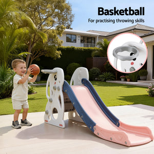 Kids Slide Set 147cm | Basketball Hoop | Outdoor Playground Toy