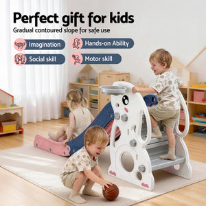 Kids Slide Set 147cm | Basketball Hoop | Outdoor Playground Toy