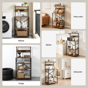 Kitchen Rack | 4-Tier Microwave Stand | Power Outlets & 6 Hooks