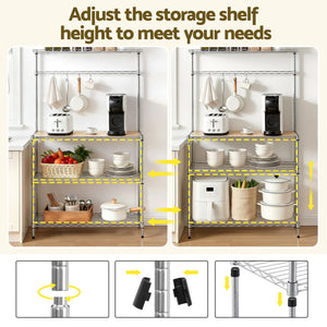 Metal Kitchen Rack | 4-Tier Microwave Stand | Silver | 90 x 151cm
