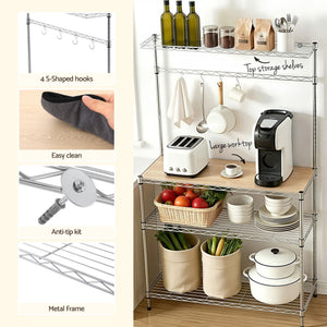 Metal Kitchen Rack | 4-Tier Microwave Stand | Silver | 90 x 151cm
