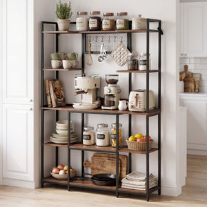 Kitchen Rack | Microwave Storage Shelf with 6 Hooks | 120 x 170cm