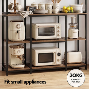 Kitchen Rack | Microwave Storage Shelf with 6 Hooks | 120 x 170cm